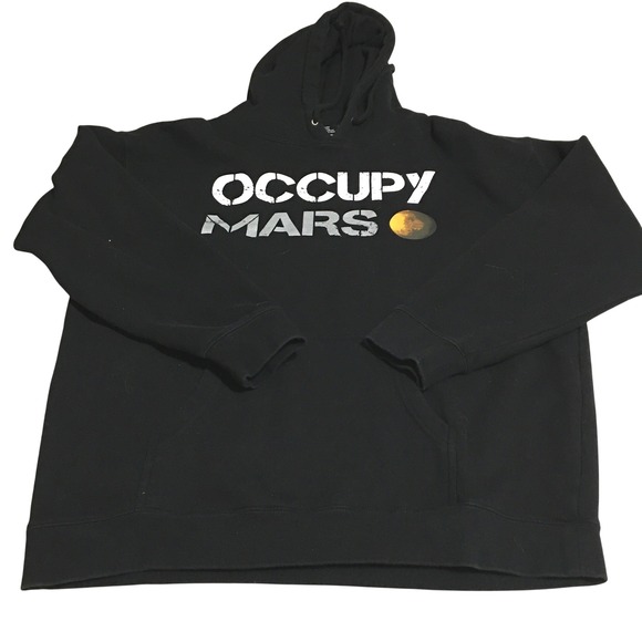 SpaceX Occupy Mars Hoodie Mens XL Black Graphic Pullover